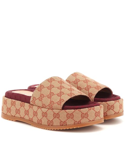 gucci sandalen plateau|Gucci canvas slide sandals.